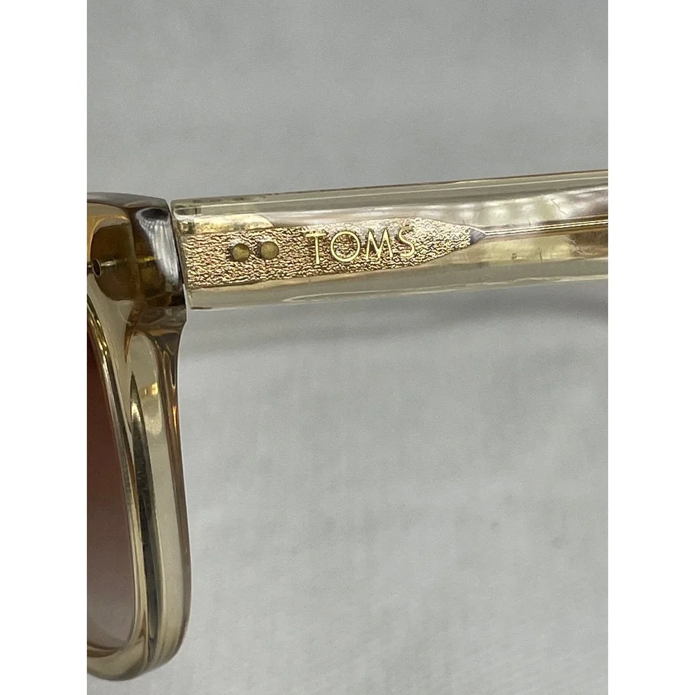 Toms Memphis Sunglasses Clear Tan Acetate Frame Gold Gradient Lenses 49[]20-143